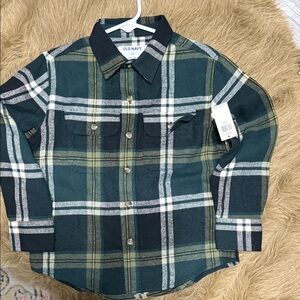 Old Navy Kids Dark Green Plaid Button Down Shirt
